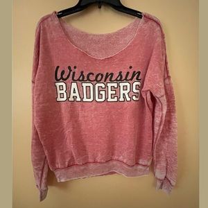 Wisconsin Badgers off-the-shoulder shirt